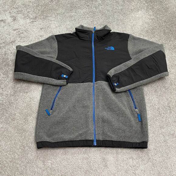 The North Face Denali Jacket Kid Boys XL Black Gray Full Zip Fleece Outdoor Hike